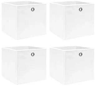 Biały komplet składanych pudełek z tkaniny 4 szt S6-M46 - Pudła i pojemniki do przechowywania - miniaturka - grafika 1
