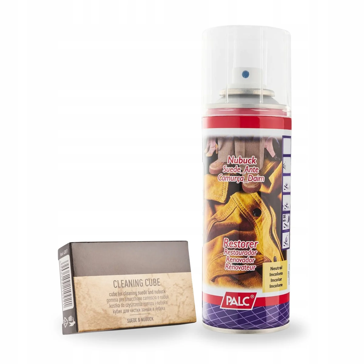 Bezbarwny Spray Renowator i Gumka do Czyszczenia Zamszu Nubuku Zestaw 2w1