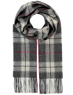 Szalik Męski szal 100% Wełniany szary w kratę - Apaszki i szaliki męskie - miniaturka - grafika 1