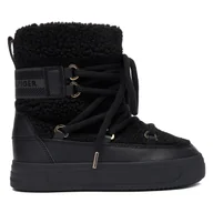 Śniegowce damskie - Śniegowce Tommy Hilfiger Faux Shearling Snowboot FW0FW08788 Czarny - miniaturka - grafika 1