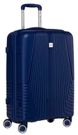 Walizki - Walizka podróżna twarda ABS na kółkach średnia bagaż mocna premium Peterson granatowa - miniaturka - grafika 1