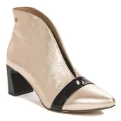 Botki damskie - Botki damskie Maciejka skórzane na słupku Złote-36 - miniaturka - grafika 1