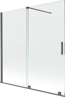 Parawany nawannowe - Mexen Velar parawan nawannowy 2-skrzydłowy przesuwny 160 x 150 cm, transparent, gun gray szczotkowany - 896-160-000-01-66 - miniaturka - grafika 1