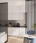 Panele ścienne i boazeria - 275x51x7 cm LD (czarny mat) ścianka z lameli wolnostojących - aranżacja ażurowa 3D - miniaturka - grafika 1