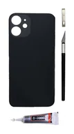 Części serwisowe do telefonów - Panel tylny czarny do iPhone 12 Big Hole szkło tylne klapka baterii - miniaturka - grafika 1