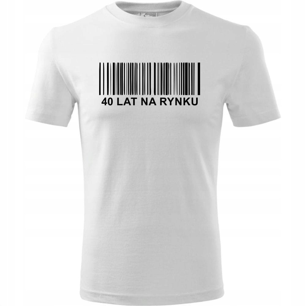 Męska Koszulka z Nadrukiem 40 lat na rynku na Prezent Urodzinowy Upominek biały 4XL