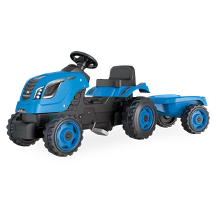 SMOBY Traktor XL Niebieski na Pedały z Przyczepką - Jeździki dla dzieci - miniaturka - grafika 1