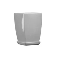 Donice - Doniczka ceramiczna z podstawką kwadrat pękaty 33 x 24 cm szary połysk symbol 38 - miniaturka - grafika 1