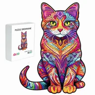Puzzle - PUZZLE DREWNIANE DLA DZIECI DOROSŁYCH 136 ELEMENTÓW KOT PREZENT DLA DZIECKA - miniaturka - grafika 1