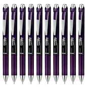Długopisy - Pentel BL77A2-KA EnerGel żelowe pióro kulkowe z mechanizmem dociskowym, średnica kulki 0,7 mm = grubość linii 0,35 mm, do wielokrotnego napełniania, 10 sztuk, bordowo-czarne - miniaturka - grafika 1