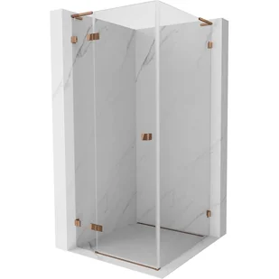 Mexen Lunar L kabina prysznicowa uchylna lewa 70 x 70 cm, transparent, różowe złoto - 834L-070-070-60-00-L - Kabiny prysznicowe - miniaturka - grafika 1