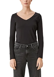 Q/S designed by Koszulka damska z długim rękawem Regular Fit, szary/czarny., S - Koszulki i topy damskie - miniaturka - grafika 1