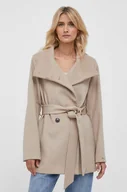 Płaszcze damskie - Tommy Hilfiger płaszcz wełniany kolor beżowy przejściowa - miniaturka - grafika 1