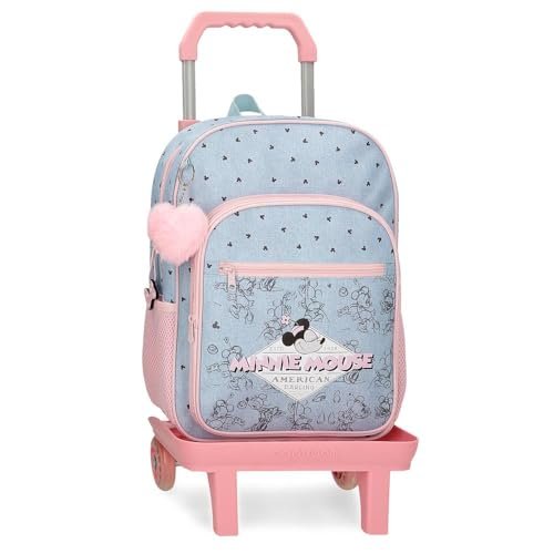 Joumma Disney Minnie American Darling Plecak szkolny z wózkiem Niebieski 30x38x12 cms Poliester 13,68L, niebieski, plecak szkolny na kółkach