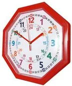 Zabawki interaktywne dla dzieci - Zegar edukacyjny nauka czasu oktagon czerwony - miniaturka - grafika 1