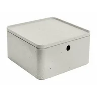 Pudła i pojemniki do przechowywania - CURVER Pojemnik do przechowywania kwadratowy L z pokrywą BETON Curver 10 l 243401 - miniaturka - grafika 1