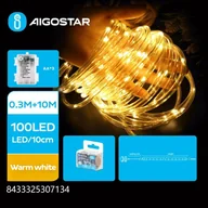 Oświetlenie świąteczne - Lampki choinkowe Aigostar Wężyk led 5mm 10mb sznur 100 led na baterie białe ciepłe 8 funkcji Wężyk led 5mm 10mb sznur 100 led na baterie białe ciepłe 8 funkcji - miniaturka - grafika 1