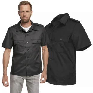 Koszula z krótkim rękawem BRANDIT US Hemd 1/2 Arm - Czarna - Odzież taktyczna i umundurowanie - miniaturka - grafika 1