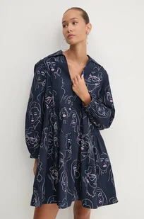 Desigual sukienka bawełniana LOUISVILLE kolor granatowy mini rozkloszowana 24WWVW66 - Sukienki - miniaturka - grafika 1