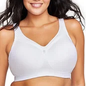 Biustonosze - Glamorise Pełen rozmiar plus size MagicLift bezszwowy codzienny biustonosz bez fiszbin #1007 biały, biały, 90J - miniaturka - grafika 1