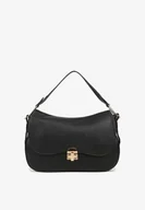 Torebki damskie - Czarna Torebka Listonoszka na Ramię z Aplikacją na Klapie Adurrive - miniaturka - grafika 1