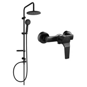 Baterie umywalkowe - Mexen Carl zestaw prysznicowy natynkowy z deszczownicą i baterią prysznicową Caro, czarny - miniaturka - grafika 1