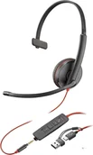 Słuchawki - HP Poly Blackwire 3215 Monaural USB-C Headset +3.5mm Plug +USB-C/A Adapter (Bulk) 8X227A6 - miniaturka - grafika 1
