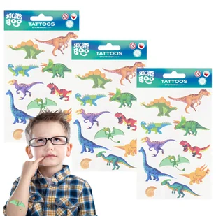 Dinozaury Zestaw tatuaży dla dzieci, tatuaże dla dzieci zmywalne x3 - Zabawki kreatywne - miniaturka - grafika 1