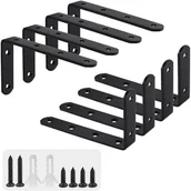 Zawiasy, okucia i inne akcesoria - Zestaw 8 wsporników półek w kształcie litery L do półek kątowych z wkrętami, czarny - miniaturka - grafika 1