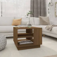 Ławy i stoliki kawowe - vidaXL Stolik kawowy brązowy dąb 55x55x43 cm materiał drewnopochodny - Stolik kawowy - Stoliki kawowe - Stolik do salonu - Stolik pod sofę - miniaturka - grafika 1