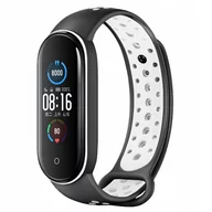 Akcesoria do smartwatchy - Opaska pasek perforowany do Xiaomi Mi Band 5/6 "Czarno-biały" - miniaturka - grafika 1