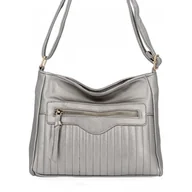 Torebki damskie - Uniwersalna Torebka Damska Listonoszka firmy Herisson 1052L2089 Ciemno Srebrna - miniaturka - grafika 1