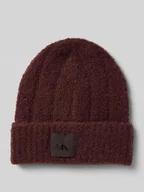 Czapki damskie - Czapka beanie z efektem bouclé i naszywką z logo - miniaturka - grafika 1