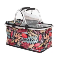 Torby i wózki na zakupy - Kosz termiczny piknikowy 30L, plażowy, składany z uchwytami wzór w czerwone liście Be-active.pl - miniaturka - grafika 1