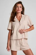 Bielizna nocna - Hunkemöller Szorty lniane w kratę Biały - miniaturka - grafika 1
