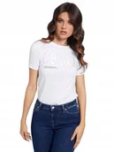 Bluzki damskie - Guess Biała Bawełniana Bluzka Nadruk 3d Klasyczny Kolor S Gxa - miniaturka - grafika 1