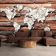 Fototapety - Fototapeta samoprzylepna - Mapa na drewnie (rozmiar 98x70) - miniaturka - grafika 1