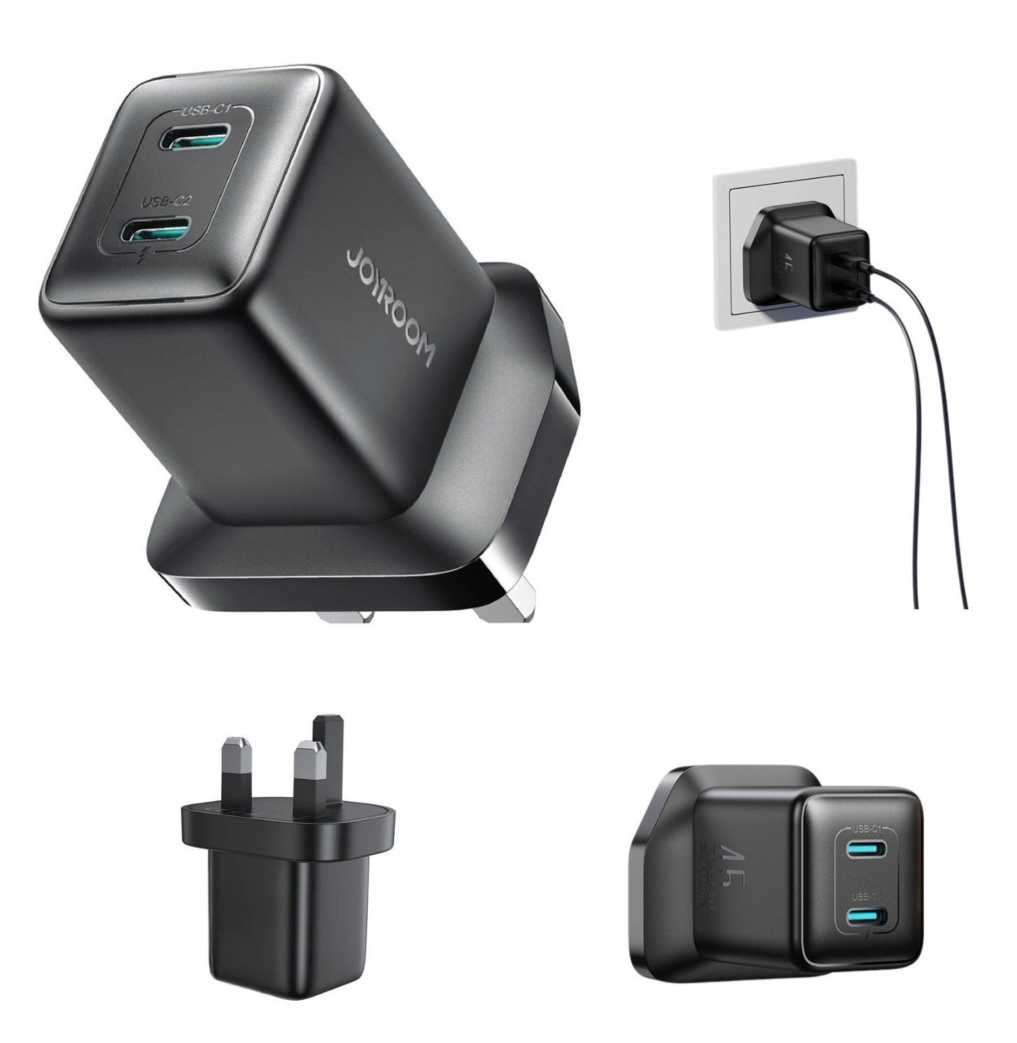 Ładowarka sieciowa Joyroom JR-TCG17 45W 2 x- USB-C wtyczka UK - czarna