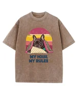 Koszulki męskie - Koszulka oversize efekt sprania Buldog francuski Słodki brązowy XL - miniaturka - grafika 1