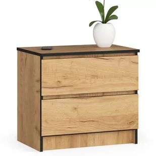Szafka nocna K 60 cm 2 szuflady - dąb craft - Szafki nocne - miniaturka - grafika 1