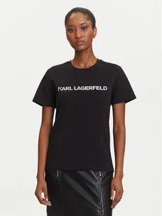 KARL LAGERFELD T-Shirt A3W17102 Czarny Regular Fit - Koszulki i topy damskie - miniaturka - grafika 1