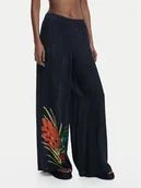 Spodnie damskie - Desigual Spodnie palazzo 25SWMW02 Czarny Wide Leg - miniaturka - grafika 1