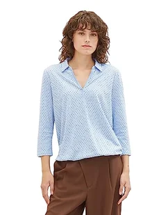 Damska koszulka polo TOM TAILOR ze wzorem, 33768-niebieski geometryczny wzór, XL - Koszulki i topy damskie - miniaturka - grafika 1