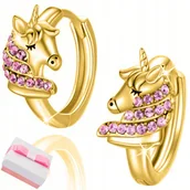 Biżuteria dla dzieci - SREBRNE KOLCZYKI JEDNOROŻCE DLA DZIEWCZYNKI SREBRO POZŁACANE DLA DZIECI - miniaturka - grafika 1