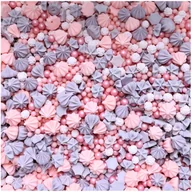 Dodatki do ciast w proszku - Posypka ozdoby na tort bezy perełki dekoracje urodzinowe fioletowy różowy - miniaturka - grafika 1