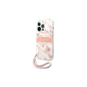 Etui i futerały do telefonów - Guess Marble Strap - Etui iPhone 13 Pro różowy GUHCP13LKMABPI - miniaturka - grafika 1