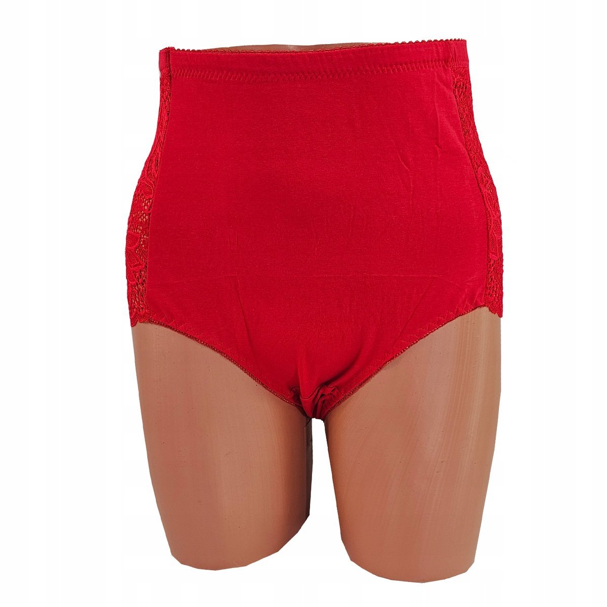 Majtki Plus Size Figi Wysokim Stanem Wyszczuplające Bawełniane Koronka 5Xl