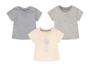 Bluzki dla niemowląt - LUPILU LUPILU T-shirt niemowlęcy, 3 sztuki (74/80, Paski/szary/biały) 4056233991048 - grafika 1