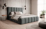 Łóżka - Łóżko tapicerowane Dream 160x200 - Designerskie łóżko z szafką nocną i stelażem z listew - Ciemnoszary & Magic Velvet 2217 - miniaturka - grafika 1