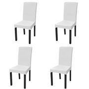 Pokrowce na meble - vidaXL Elastyczne pokrowce na krzesło w prostym stylu białe 4 szt. - miniaturka - grafika 1